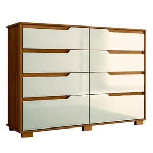 Cômoda Grande 147 Cm 8 Gavetas Georgia Moval Freijó/off White