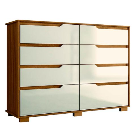 Cômoda Grande 147 Cm 8 Gavetas Georgia Moval Freijó/off White