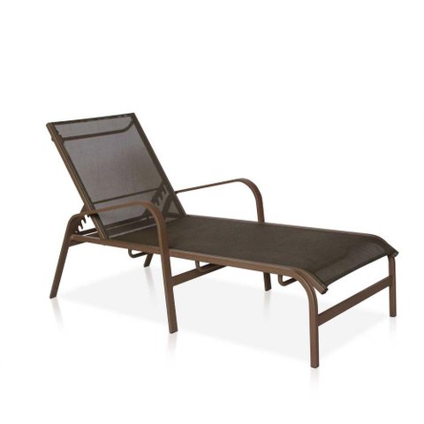 Espreguiçadeira Para Piscina, área Externa, Jardim, Varanda - Marrom E Tela Sling Marrom