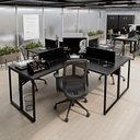 Ver imagem 2 de Escrivaninha Ilha em L Estação de Trabalho Mesa Industrial 240x78cm