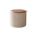 Ver imagem 5 de Kit 2 Puffs Requinte Design Elegante Decorativo Sala Moderna Premium Luxo - Couro Marrom/Linho Bege