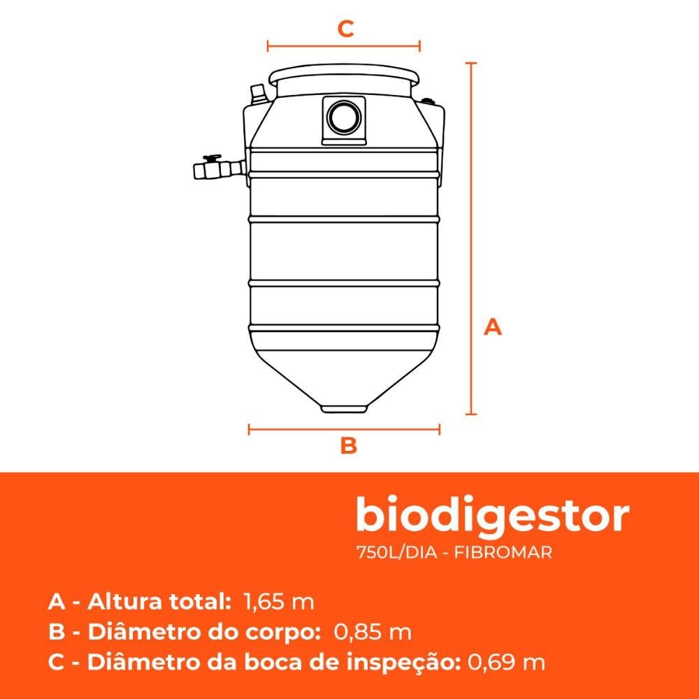 Kit Fossa Séptica Biodigestor 750l/dia Fibromar e Leito de Secagem Tecnipar - 4