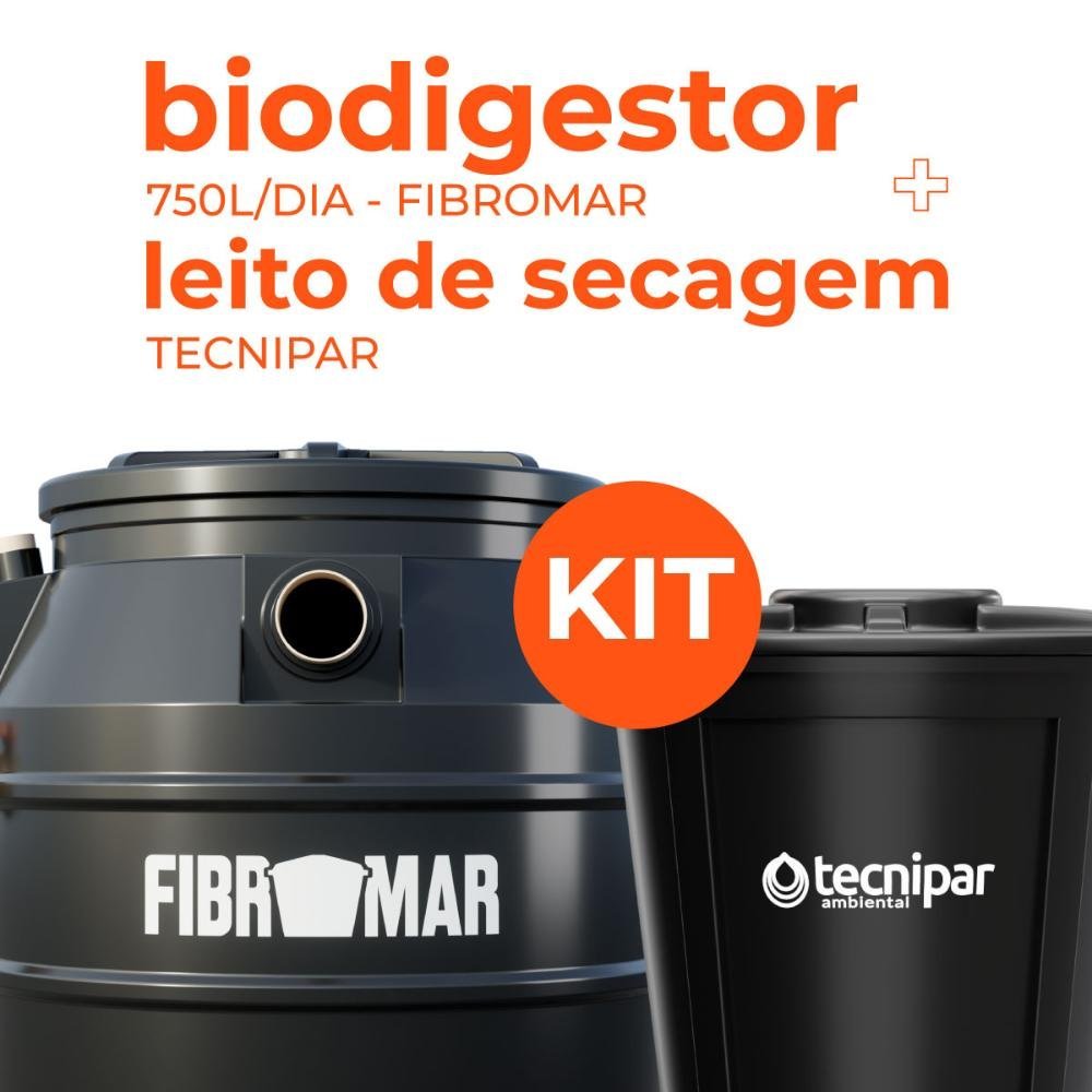 Kit Fossa Séptica Biodigestor 750l/dia Fibromar e Leito de Secagem Tecnipar - 2