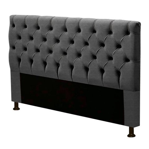 Cabeceira Estofada Cama Box Casal King Size Cristal 195cm Linho Grafite - Abmaza
