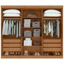 Ver imagem 2 de Guarda-roupas Casal Bertha 6 Portas 6 Gavetas sem Espelho com Pés- Lopas Amendoa Clean/off White