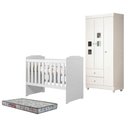 Ver imagem 1 de Berço Americano Carinho com Guarda Roupa Life Branco Acetinado Colchão Americano Sleep - Tigus