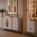 Ver imagem 4 de Cristaleira e Aparador Buffet Mdf Portas Vidro Led Embutido Sala Jantar Buffet Hall Louças Taças:off