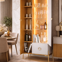 Ver imagem 5 de Cristaleira e Aparador Buffet Mdf Portas Vidro Led Embutido Sala Jantar Buffet Hall Louças Taças:off