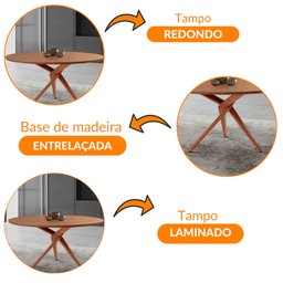 Mesa para Sala de Jantar Ballare 135cm Redonda Madeira Laminado Moderna Mobília - 5