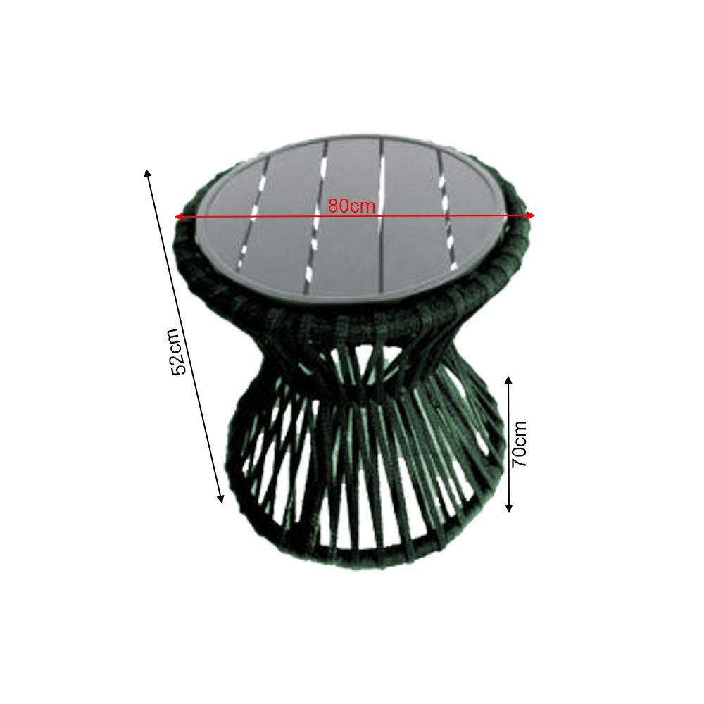 Mesa de Centro Sol em Corda Náutica e Base em Alumínio Cinza 70cm Verde Musgo - 2