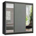 Ver imagem 1 de Guarda-roupa Madesa Reno 3 Porta Correr Espelhos Preto Cinza