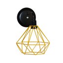 Ver imagem 1 de Arandela de Parede Estilo Retrô com Aramado Modelo Diamante na Cor Amarelo - Bivolt 110v / 220v