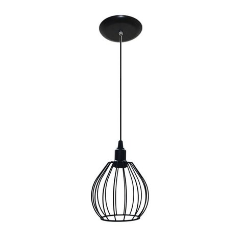 Lustre Pendente Aramado no Modelo Balão - Cor Preto