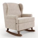 Ver imagem 3 de Kit 02 Poltronas De Amamentação Com Balanço Malu Base De Madeira P02 Suede Bege - Lyam Decor