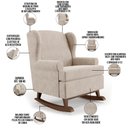 Ver imagem 4 de Kit 02 Poltronas De Amamentação Com Balanço Malu Base De Madeira P02 Suede Bege - Lyam Decor