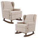 Ver imagem 1 de Kit 02 Poltronas De Amamentação Com Balanço Malu Base De Madeira P02 Suede Bege - Lyam Decor
