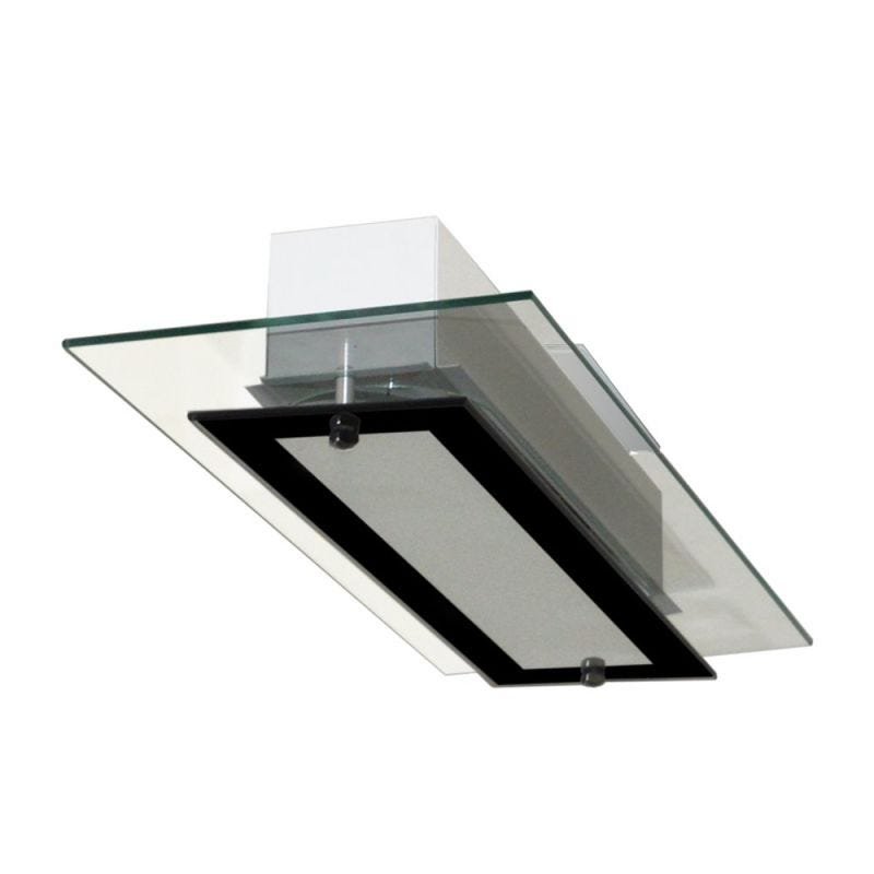 Plafon com 2 Vidros - Ideal para Sala / Quarto / Cozinha - Transparente / Preto - 2
