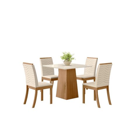 Mesa Jantar Dora 90 4 Cadeiras Isa Linho - Henn