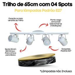 Spot no Trilho de 65cm para 04 Lâmpadas Ideal para Sala Cozinha Quarto Cor Branco (110v/220v) - 3