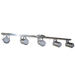 Trilho de 01Metro com 5 Spots - para Lâmpadas E27 - Alumínio Escovado - Inox - 1