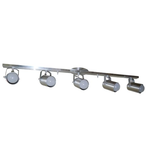 Trilho de 01Metro com 5 Spots - para Lâmpadas E27 - Alumínio Escovado - Inox
