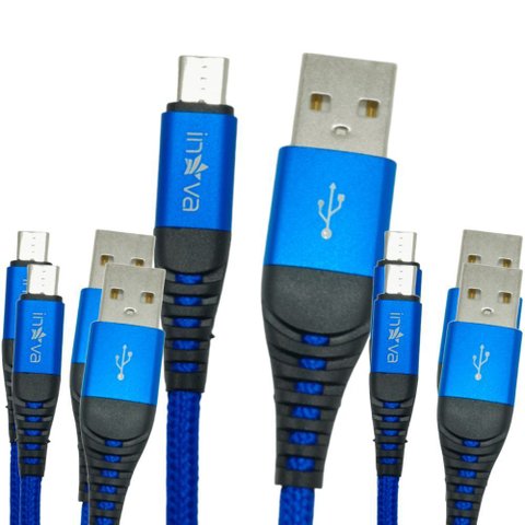 Kit 5 Cabo Celular 3.1a Super Flexivel Usb Tipo-c 1mt Inova Azul