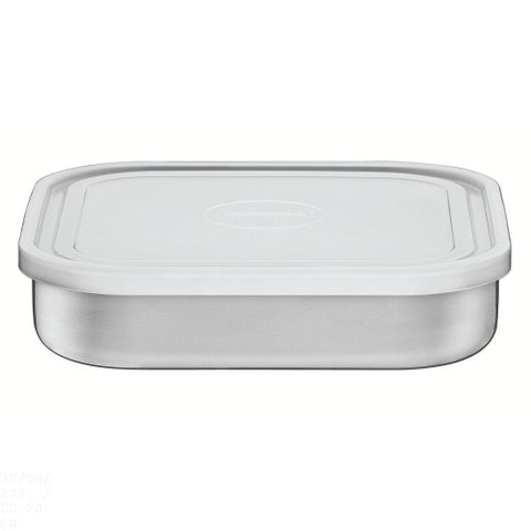Pote Quadrado Tramontina Freezinox em Aço Inox com Tampa Plástica 16 Cm 0,8 L Tramontina