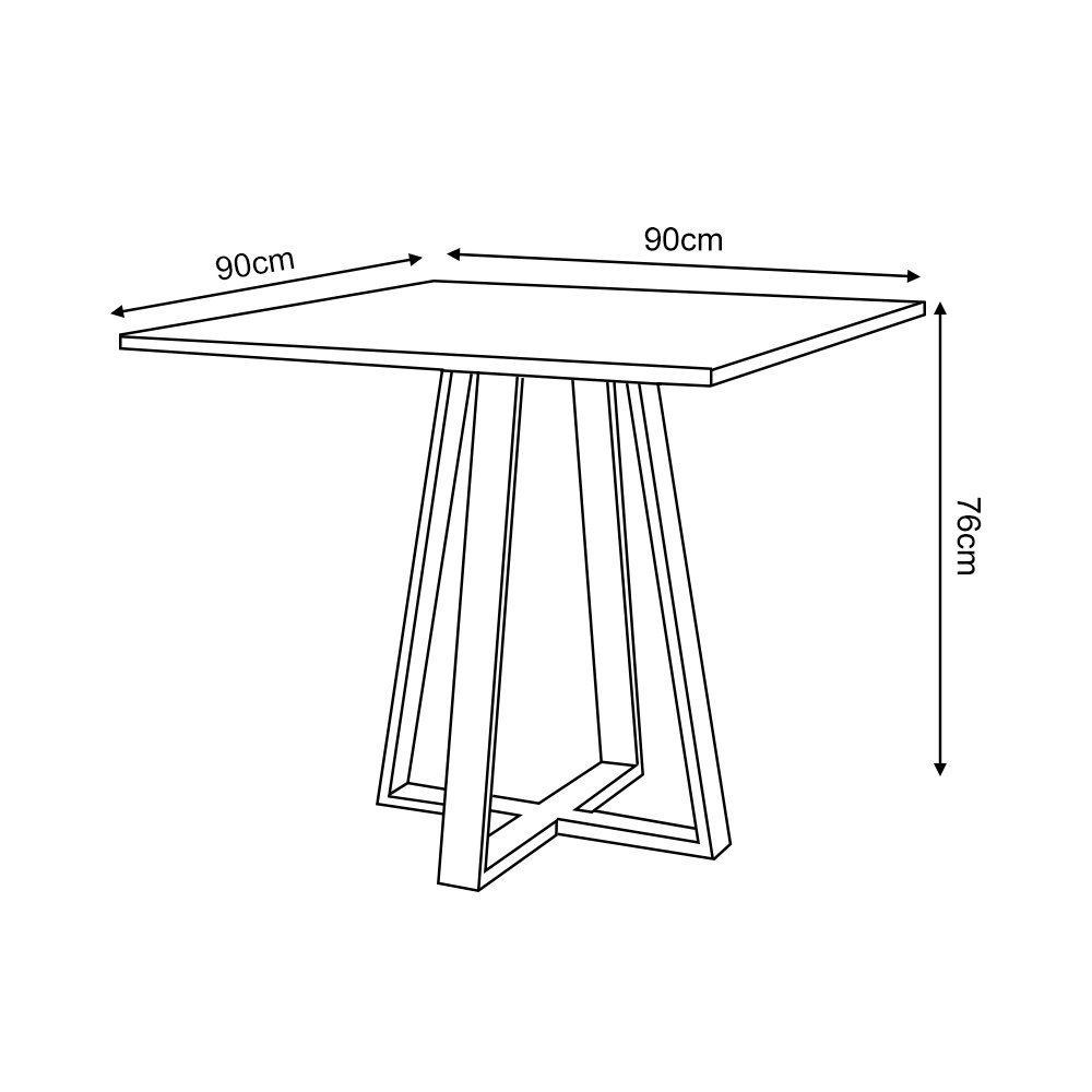 Mesa de Jantar Mônaco 90cm Preta Base Preta - 3