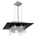 Ver imagem 1 de Lustre Pendente de Vidro com Cristal para 04 Lâmpada - Cor Preto
