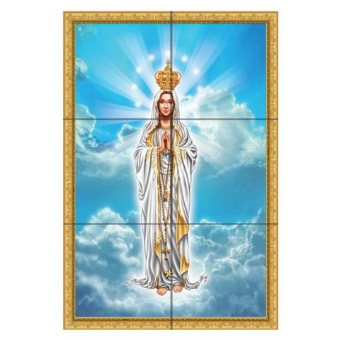 Quadro Nossa Senhora do Rosário de Fátima Coroada 60x40 em Azulejos
