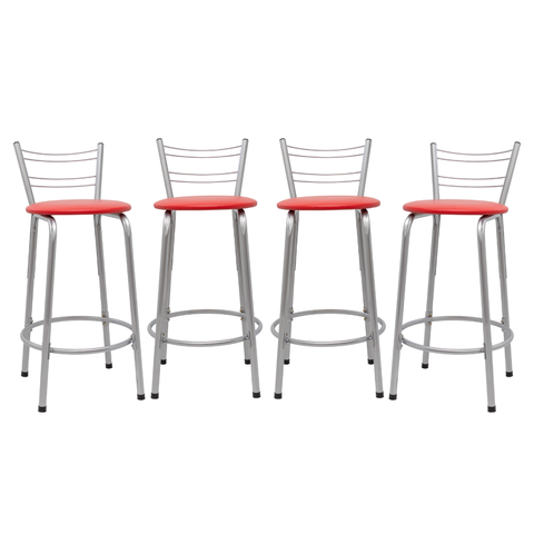 Kit 4 Banquetas para Balcão Flórida Prata 60cm Cozinha Gourmet Bistrô Bancada Piscina Área de Lazer