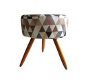 Ver imagem 3 de Kit 2 Poltronas Decorativa Bia + Puff Redondo Suede Triângulo Bege Pés Madeira Ms Decor