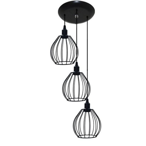 Pendente Aramado 03 Juntos na mesma canopla Modelo Balão - Preto
