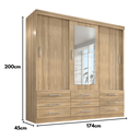 Ver imagem 4 de Guarda-Roupa Casal 3 Portas Correr 9 Gavetas com Espelho Capri