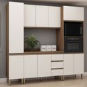 Ver imagem 1 de Cozinha Completa Modulada 4 Peças 222cm x 230cm Conecta Bege/Ébano/Off White