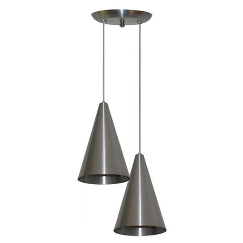 Luminária Pendente Colorido Duplo para Sala Quarto Cozinha - Aluminio Escovado