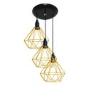 Ver imagem 2 de Luminária Aramado Modelo Diamante - 03 Juntos Na Mesma Canopla - Amarelo