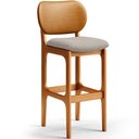 Ver imagem 3 de Kit 06 Banquetas Altas Para Cozinha Betta L02 Imbuia Couríssimo Whisky Linho Bege - Lyam Decor