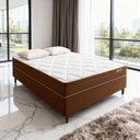 Ver imagem 1 de Cama Box Queen Valley Pkt 10EPS Molas Ensacadas Duplo Invertido Luxo Marrom/Branco