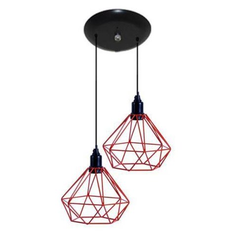 Pendente Aramado Modelo Diamante 02 Juntos - Vermelho