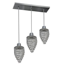 Lustre Pendente De Cristal Com 3 Lâmpadas - Base Retangular - 1 Lustre Pendente De Cristal Com 3 Lâmpadas - Base Retangular - 1