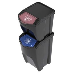 2 Lixeiras para Coleta Seletiva Empilháveis Preta Plasútil - 1 2 Lixeiras para Coleta Seletiva Empilháveis Preta Plasútil - 1