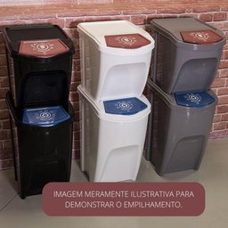 2 Lixeiras para Coleta Seletiva Empilháveis Preta Plasútil - 2 2 Lixeiras para Coleta Seletiva Empilháveis Preta Plasútil - 2