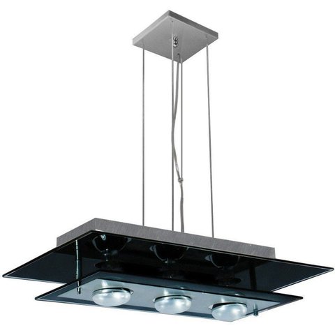 Pendente de vidro para 03 lâmpadas 50 cm x 28 cm - Preto