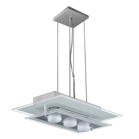 Pendente de vidro para 03 lâmpadas 50 cm x 28 cm - Branco