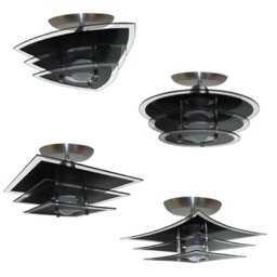 Plafon com 03 Vidros - para 01 Lâmpada - Vidro Triangulo Preto - 2