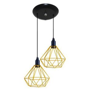 Pendente Aramado Modelo Diamante - 02 Juntos Amarelo
