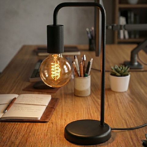 Abajur Luminária de Mesa Estilo Retrô Ideal para Sala, Quarto, Escritório Bivolt Preto