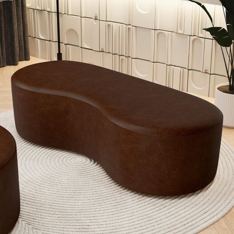 Puff Decorativo Orgânico para Living Quarto 140cm Orbit W01 Couríssimo Marrom - Lyam Decor