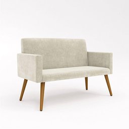 Poltrona Namoradeira Nina Pés Madeira Balaqui Decor Bege - 4